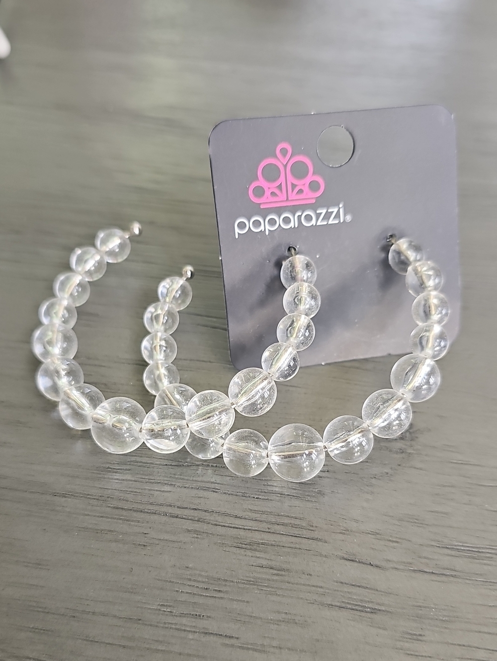 paparazzi Clear Beaded Hoop Earrings